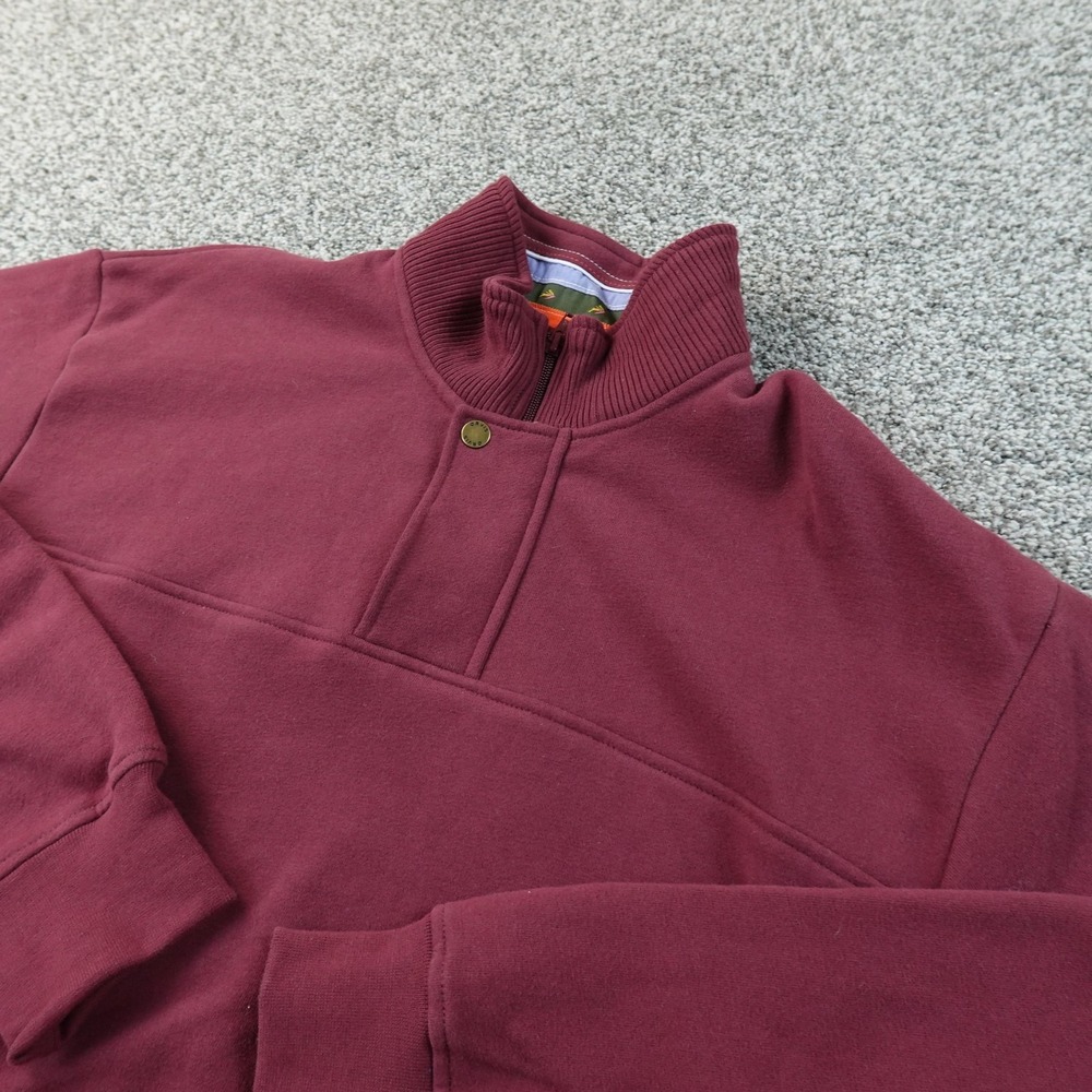 Orvis Sweatshirt Mens L‎ Red 1/4 Zip Mock Neck Pullover Fleece Sweater Outdoor